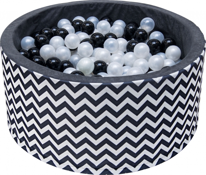 NELLYS Bazén pre deti 90x40cm  -zig zag černobílý s balonikami