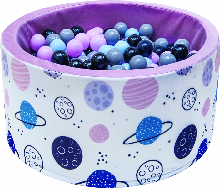 NELLYS Bazén pre deti 90x40cm  -planety, růžový s balonikami