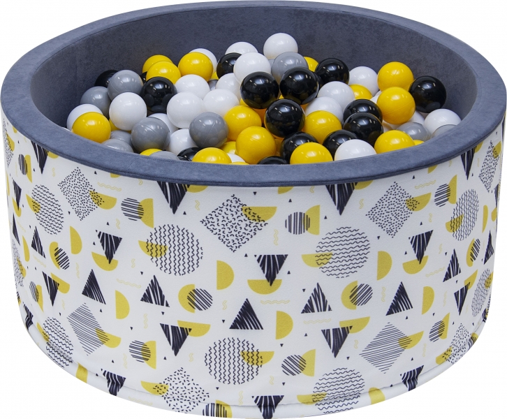 NELLYS Bazén pre deti 90x40cm  - tvary, šedý s balonikami