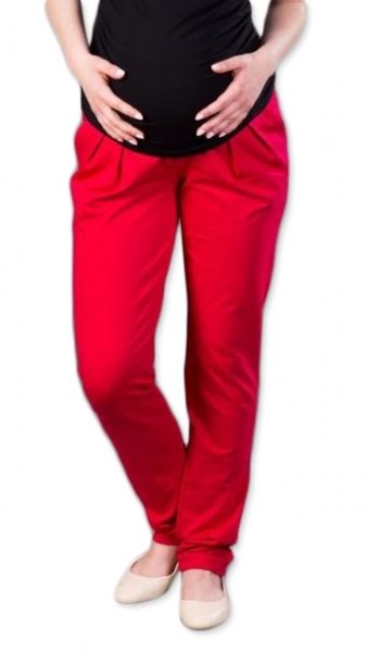 Tehotenské nohavice/tepláky Gregx, Awan s vreckami - červené-#Velikosti těh. moda;XS (32-34)