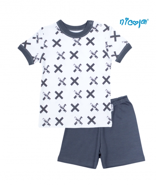 Detské pyžamo krátke Nicol, Rhino - biele/grafit, veľ. 110