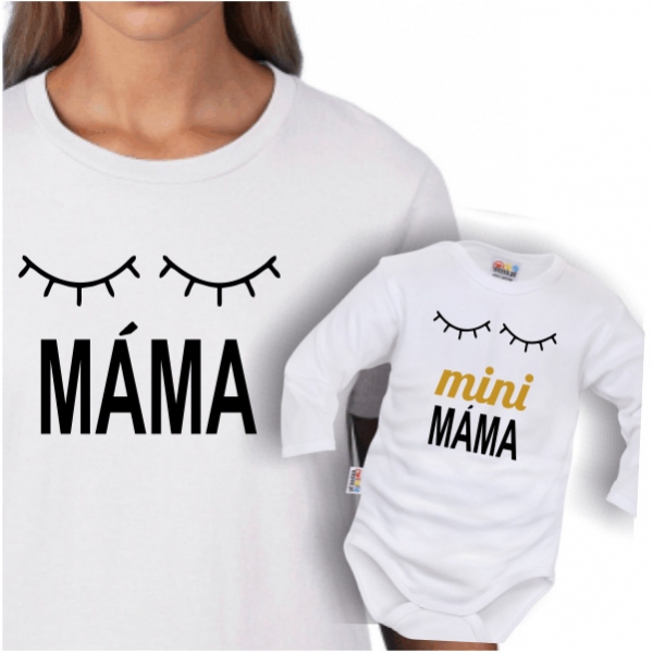 DEJNA Máma a mini Máma - súprava triko a body - biele
