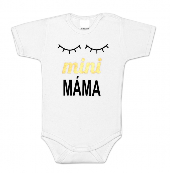 Body krátky rukáv Dejna Spiace oči Mini mama - biele, veľ. 86