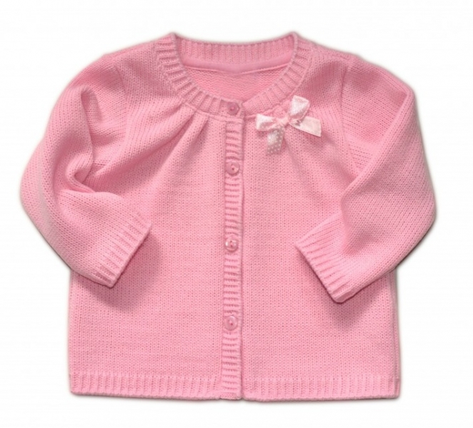 Dojčenský svetrík K-Baby s mašličkou - ružový, veľ. 110