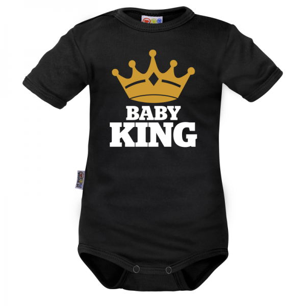 Body krátky rukáv Dejna Baby King - čierne, veľ. 68