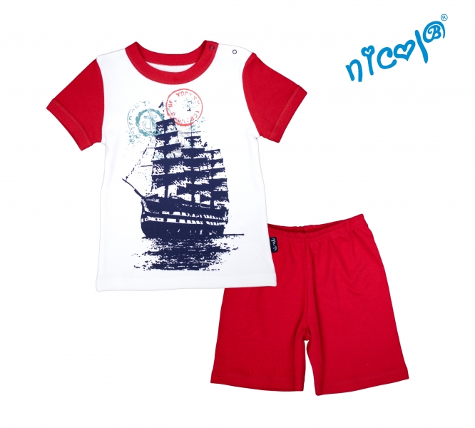 Detské pyžamo krátke Nicol, Sailor  - biele/červené, veľ. 92