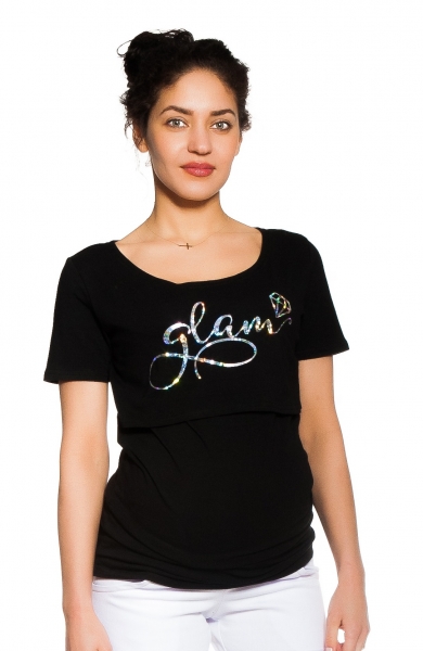 Be MaaMaa Tehotenské, dojčiace tričko Glam - čierne, veľ. XL