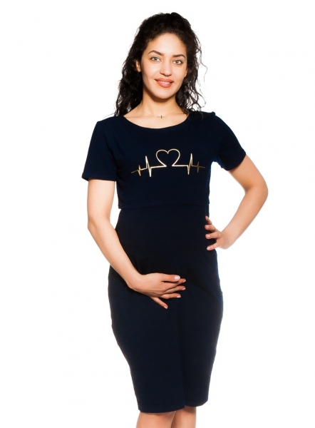 Be MaaMaa Tehotenská, dojčiaca nočná košeľa Heartbeat - granátová, veľ. L/XL-#Velikosti těh. moda;L/XL