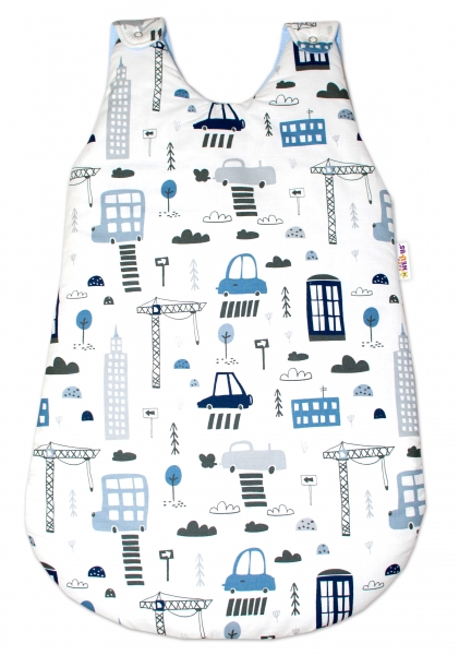 Bavlnený spací vak Baby Nellys, Mestečko, 70 cm - biely