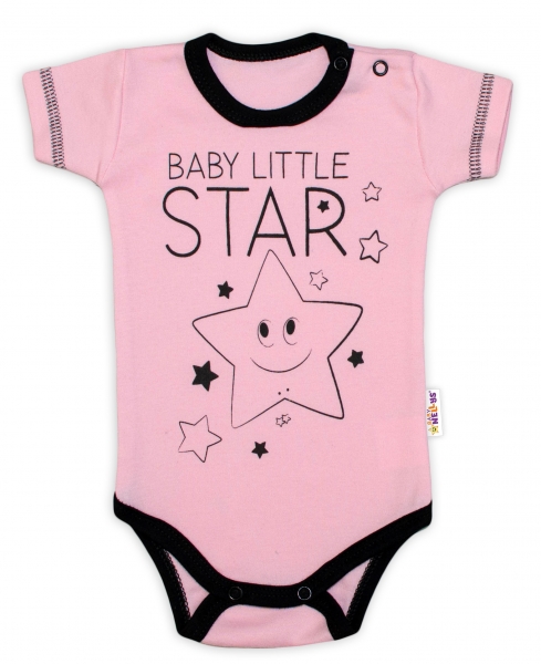 Body krátky rukáv Baby Nellys, Baby Little Star - ružové-#Velikost koj. oblečení;50 (0-1m)