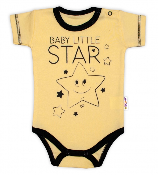 Body krátky rukáv Baby Nellys, Baby Little Star - žlté, veľ. 62