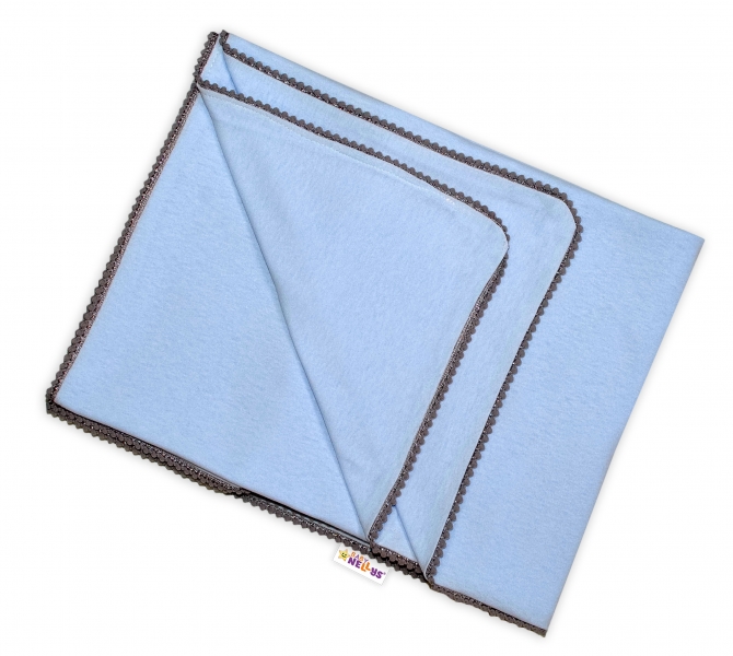 Baby Nellys Letná deka s mini brmbolcami, jersey, 100 x 75 cm - sv. modrá/sivý lem