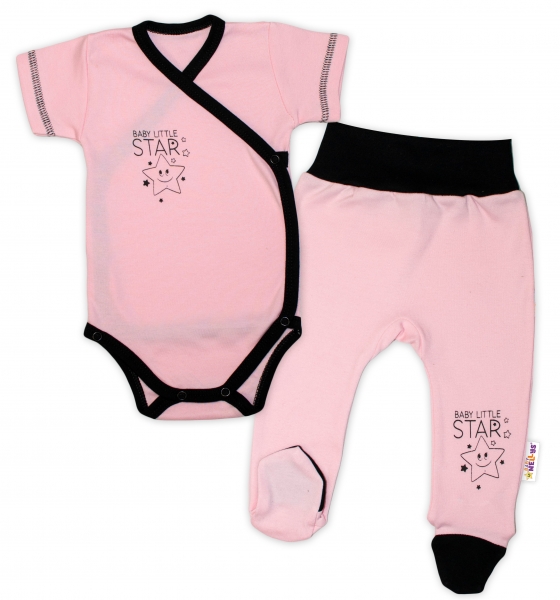 Kojenecká 2-dielna sada body kr. rukáv + polodupačky, ružová - Baby Little Star, veľ. 62
