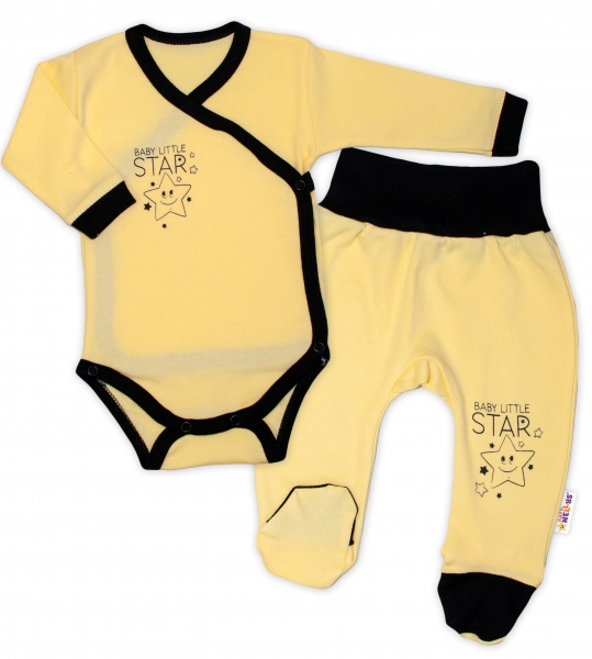 Baby Nellys 2-dielna sada body dl. rukáv + polodupačky, žltá - Baby Little Star,