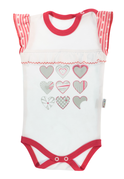 Detské body na ramienka Love Girl -biela/červená, veľ. 98