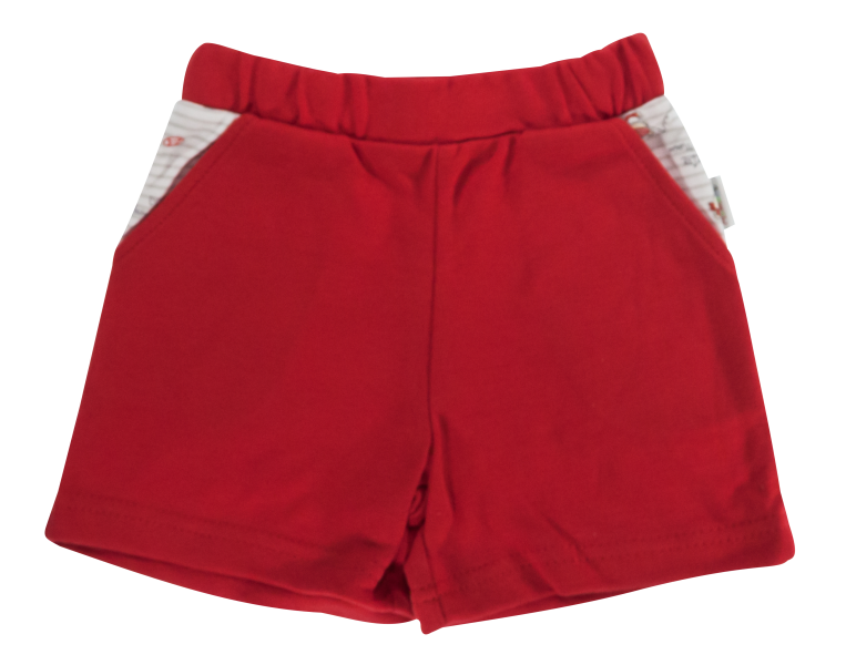 Dojčenské bavlnené nohavičky, kraťasky Mamatti Pirát - červené-#Velikost koj. oblečení;74 (6-9m)