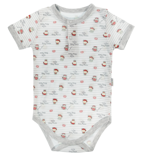 Dojčenské body / polo krátky rukáv Pirát - sivé, veľ. 86