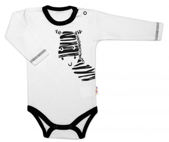 Baby Nellys Body dlhý rukáv, biele, Zebra, veľ. 56