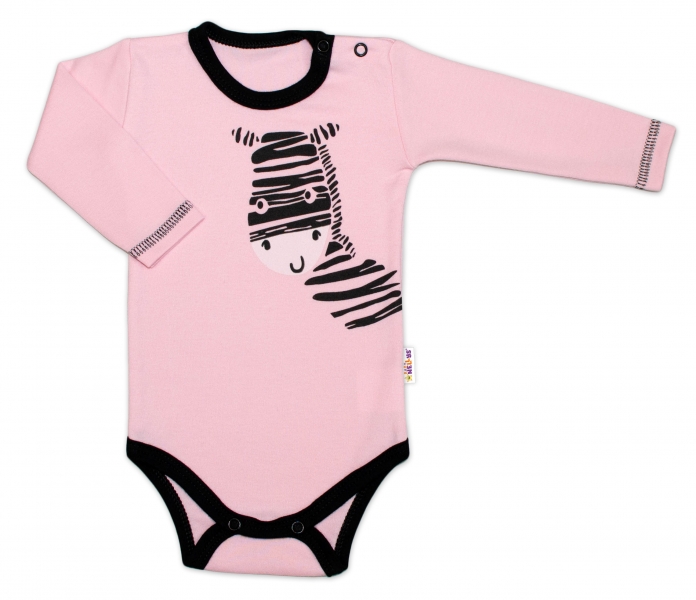 Baby Nellys Body dlhý rukáv, ružové, Zebra, veľ. 56