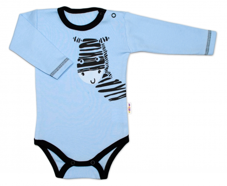 Baby Nellys Body dlhý rukáv, modré, Zebra, veľ. 80