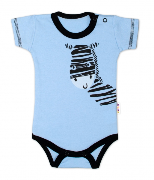Body krátky rukáv Baby Nellys, Zebra - modré-#Velikost koj. oblečení;50 (0-1m)