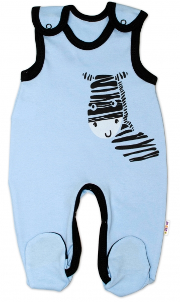 Dojčenské bavlnené dupačky Zebra - modré, velˇ. 68