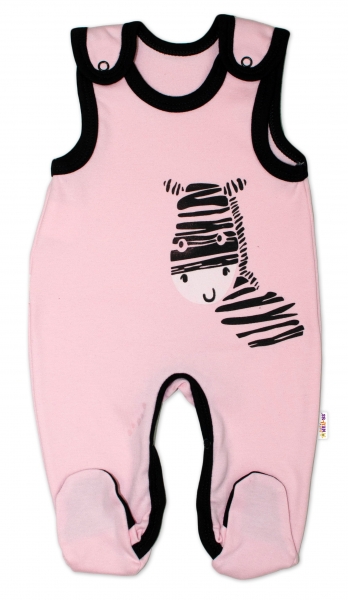 Dojčenské bavlnené dupačky Zebra - ružové, veľ 50