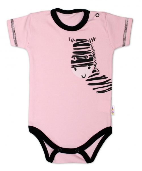 Body krátky rukáv , Zebra - ružové, veľ. 68