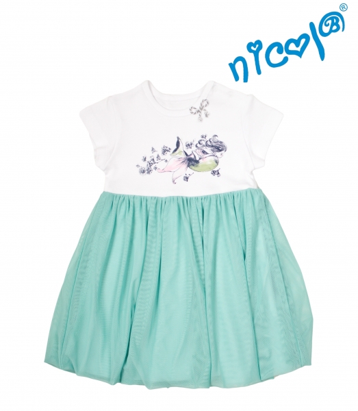 Detské šaty Nicol, Morská víla - zeleno/biele, veľ. 122-#Velikost koj. oblečení;122 (6-7r)