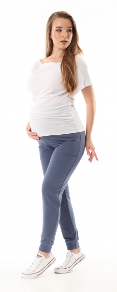 Tehotenské nohavice/tepláky Gregx, Vigo s vreckami - jeans-#Velikosti těh. moda;XS (32-34)
