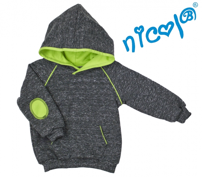 Mikina s kapucňou Nicol, Boy - grafit/zelená, veľ. 92