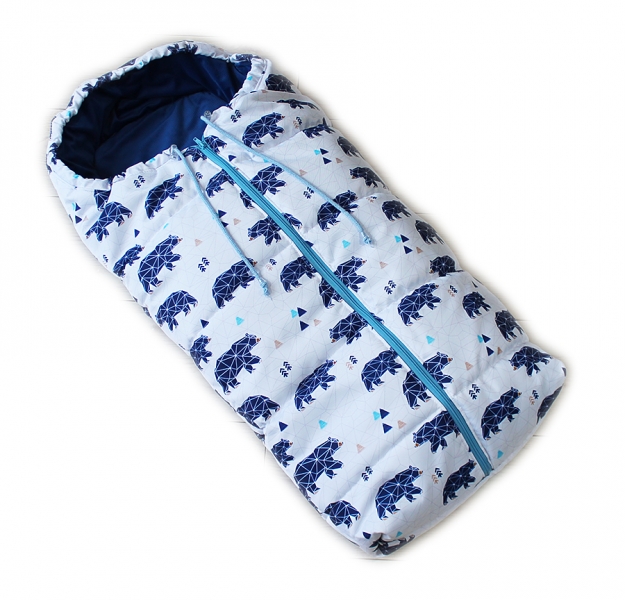 Detský fusak Baby Nellys ARTIC LUX velvet, 95 x 45 cm - medvede/biely