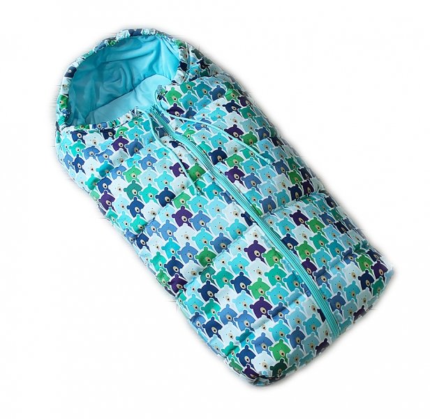 Detský fusak Baby Nellys ARTIC LUX velvet, 95 x 45 cm - medvedíky/sv. modrý