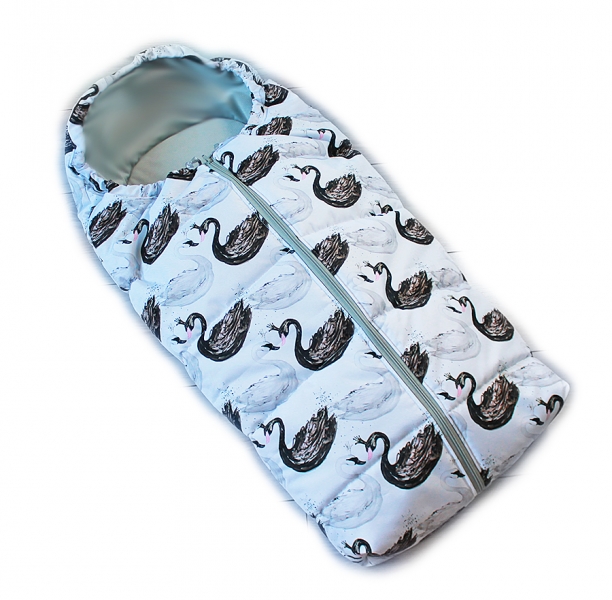 Detský fusak Baby Nellys ARTIC LUX velvet, 95 x 45 cm - labute/biely