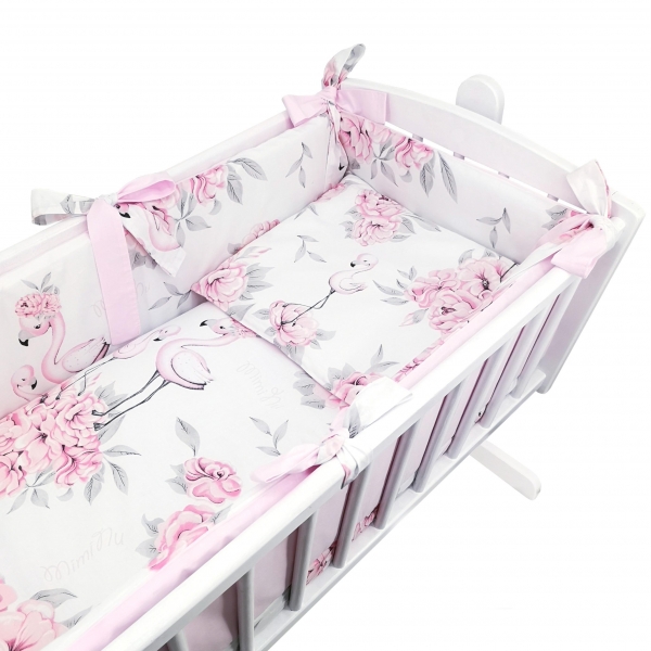 7-dielna súprava do kolísky Baby Nellys, Plameniak - růžový