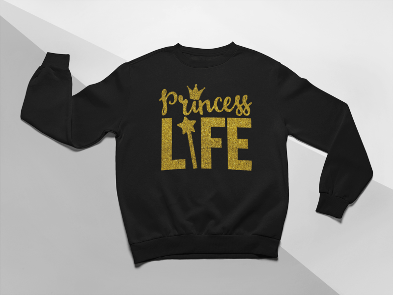 Moderná detská dievčenská mikina Princess Life - čierna, veľ. 104