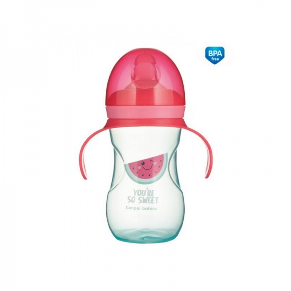 Tréningový hrnček Canpol Babies s úchytmi So Cool - ružový, 270 ml