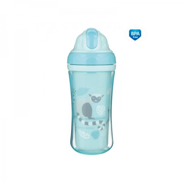 Canpol babies Športová fľaša sa slamkou Lemury - modrá, 260 ml (CANPOL BABIES, 260 ML, FARBA: MODRá,)