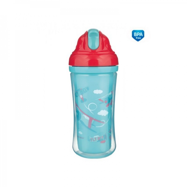 Canpol babies Športová fľaša sa slamkou Fly Boy - tyrkysová, 260 ml