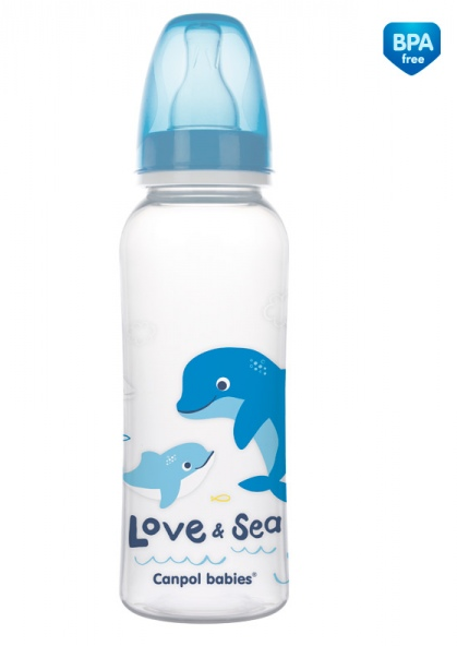 Canpol babies Fľaštička s potlačou 250 ml Love & Sea - modrá