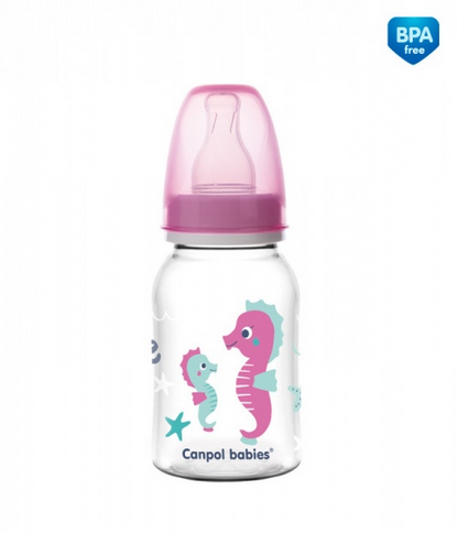Canpol babies Fľaštička s potlačou 120 ml Love & Sea - ružová