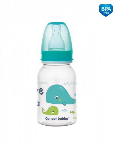 Canpol babies Fľaštička s potlačou 120 ml Love & Sea - tyrkysová