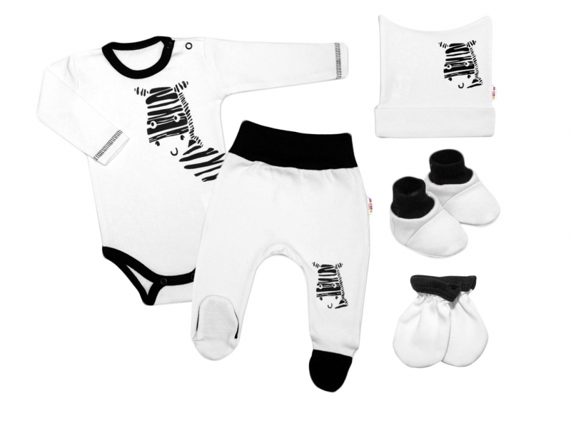 Baby Nellys Súpravička do pôrodnice Zebra - biela, vel. 68-#Velikost koj. oblečení;68 (3-6m)