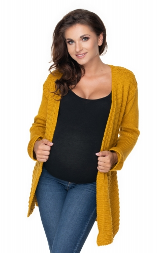Tehotenský sveter / kardigan - horčicový