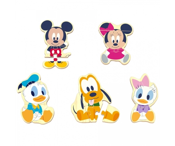 Drevené Disney puzzle Mickey a priatelia (VEK: 18M+, ROZMER JEDNEJ POSTAVIčKY: CCA 9 X 12 CM)
