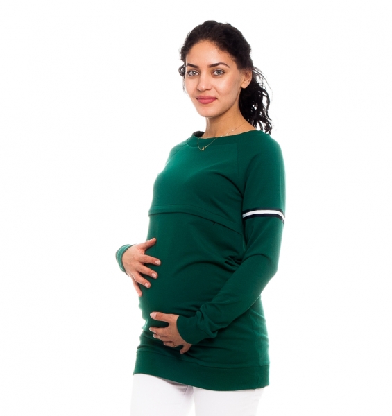 Tehotenské, dojčiace tričko/mikina Lynet, zelená