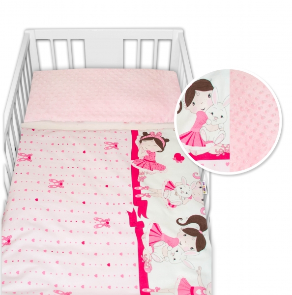 2-dielne bavlnené obliečky s Minky Baby Nellys - Princess, ružová /ružová (VZOR: PRINCESS, ROZMER:)