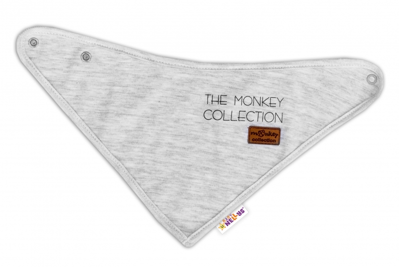 Detský bavlnený šatku na krk Baby Nellys, Monkey - sv.šedá melírek