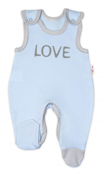 Dojčenské bavlnené dupačky Baby Nellys, Love - modré, veľ. 50