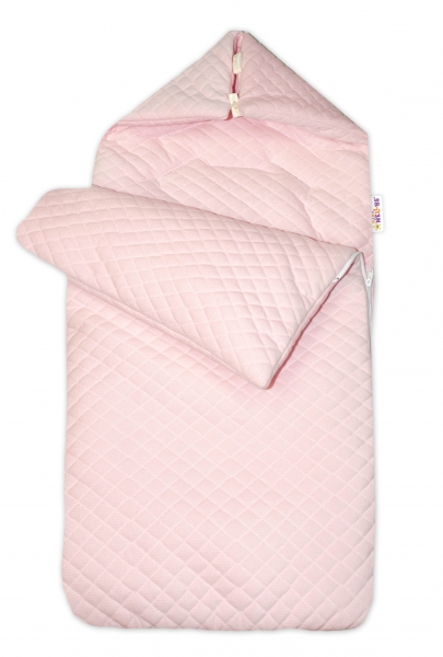 Bavlnený fusak Baby Nellys, velvet prešívaný, 45 x 95 cm - růžový